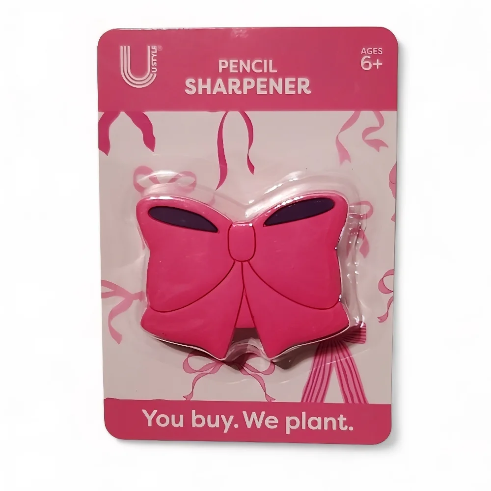 U Style Novelty Shaped Pencil Sharpeners Kitty Face, Strawberry, Pink Bow